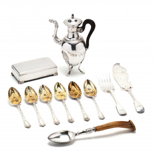 a-collection-of-antique-silverplate-flatware-and-holloware