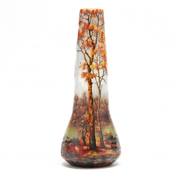 daum-nancy-autumnal-scenic-enamel-cameo-vase