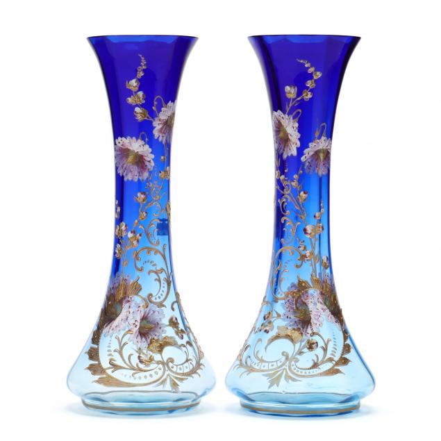 pair-of-antique-enameled-cobalt-glass-vases
