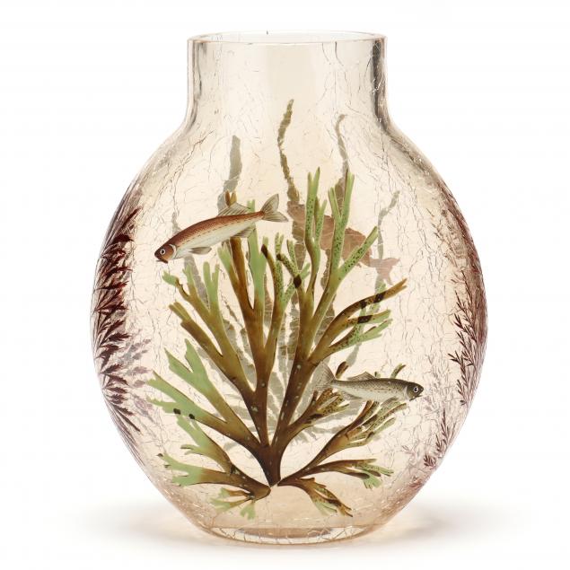 moser-crackle-glass-vase-with-fish-decoration