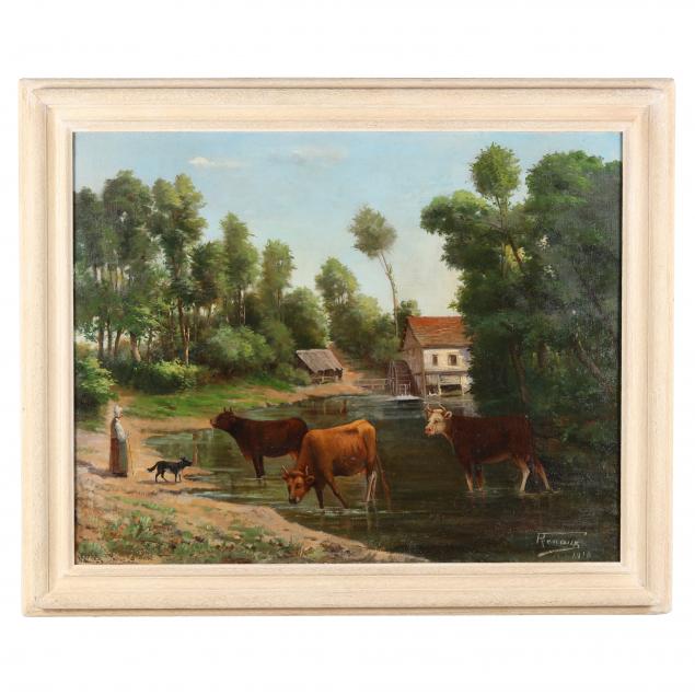 antique-french-school-farm-scene