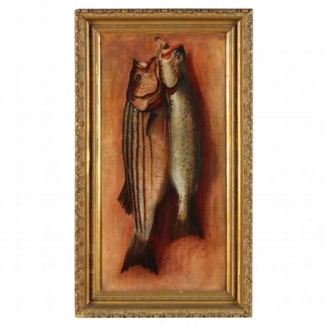 an-antique-sporting-painting-of-a-striped-bass-and-trout