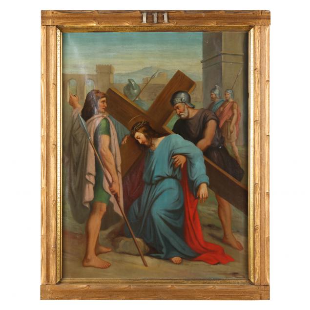 an-antique-italian-school-painting-of-the-third-station-of-the-cross