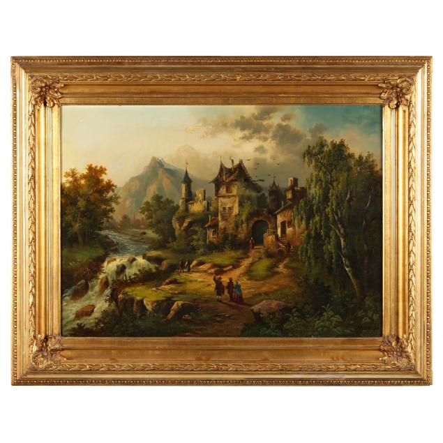 antique-bavarian-landscape-painting-with-travelers