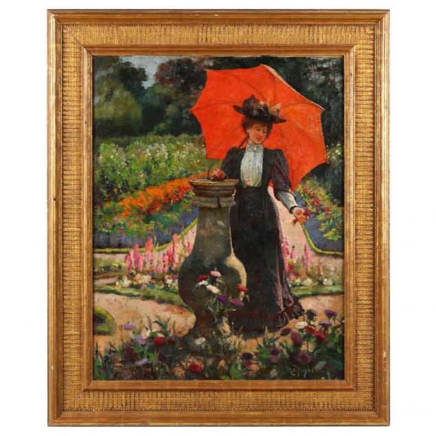 ella-m-bedford-british-fl-1882-1908-young-woman-with-a-red-parasol