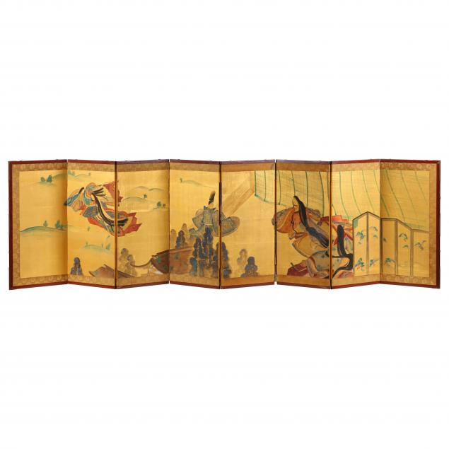 an-eight-panel-japanese-folding-screen-of-i-the-tale-of-genji-i