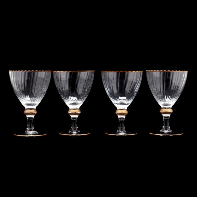 four-large-italian-gilt-blown-glass-goblets