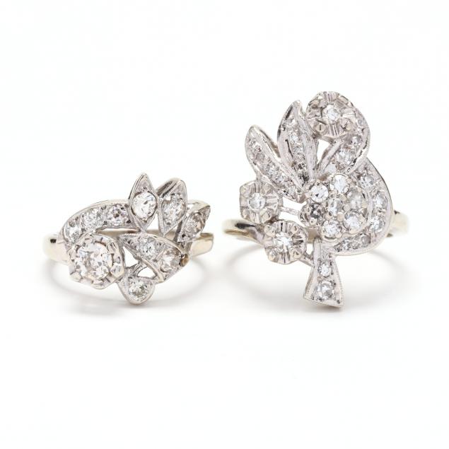 two-white-gold-and-diamond-cluster-rings