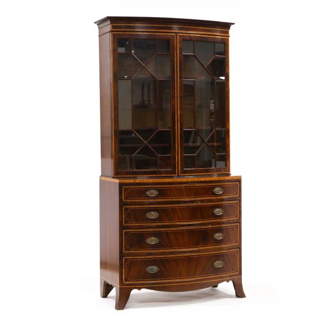 georgian-style-bow-front-inlaid-mahogany-bookcase