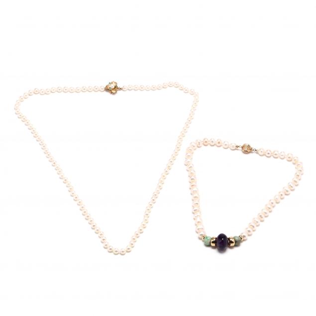 two-pearl-and-gem-set-necklaces