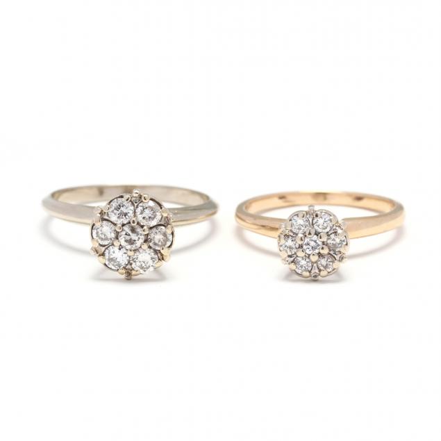 two-gold-and-diamond-cluster-rings