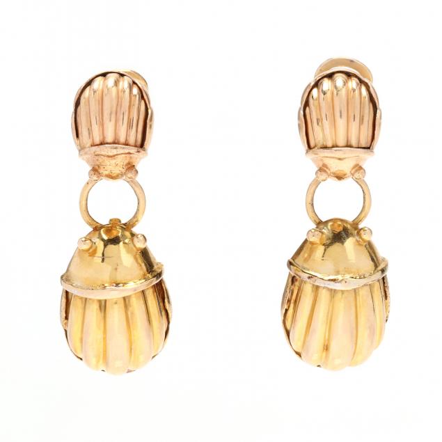 gold-beetle-dangle-earrings-signed