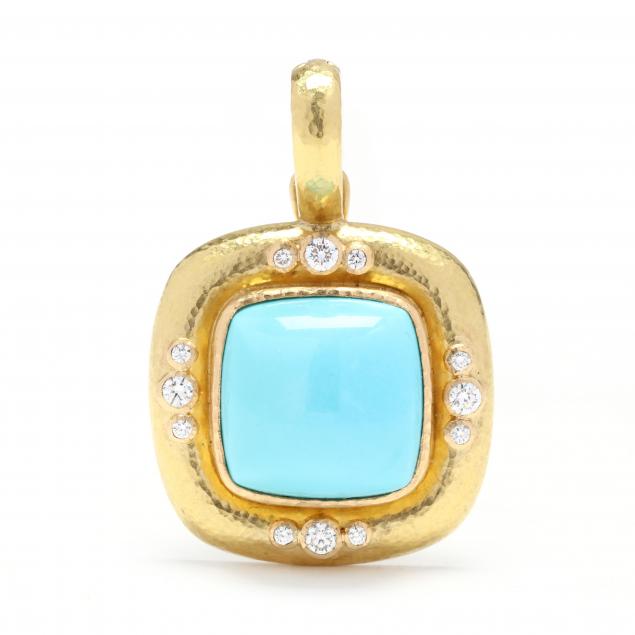 19kt-gold-turquoise-and-diamond-pendant-enhancer-elizabeth-locke