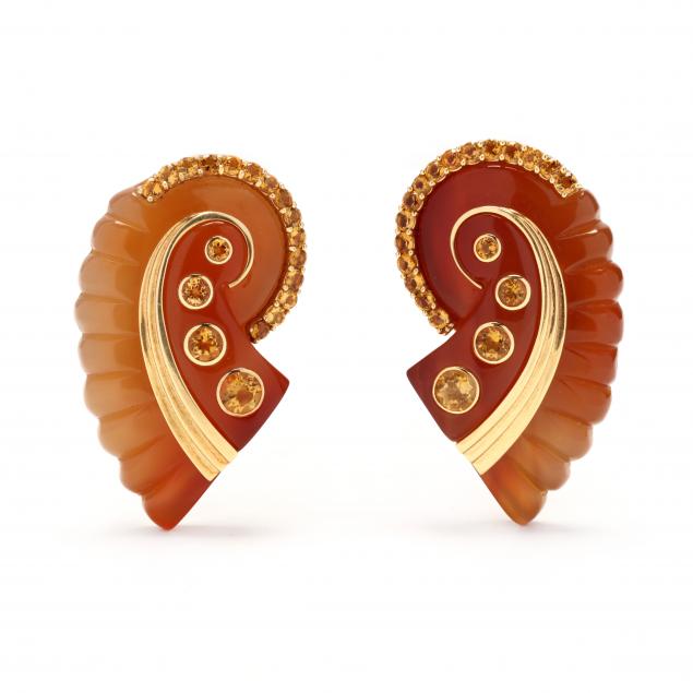 pair-of-18kt-gold-carnelian-and-citrine-brooches-seaman-schepps-and-related-book