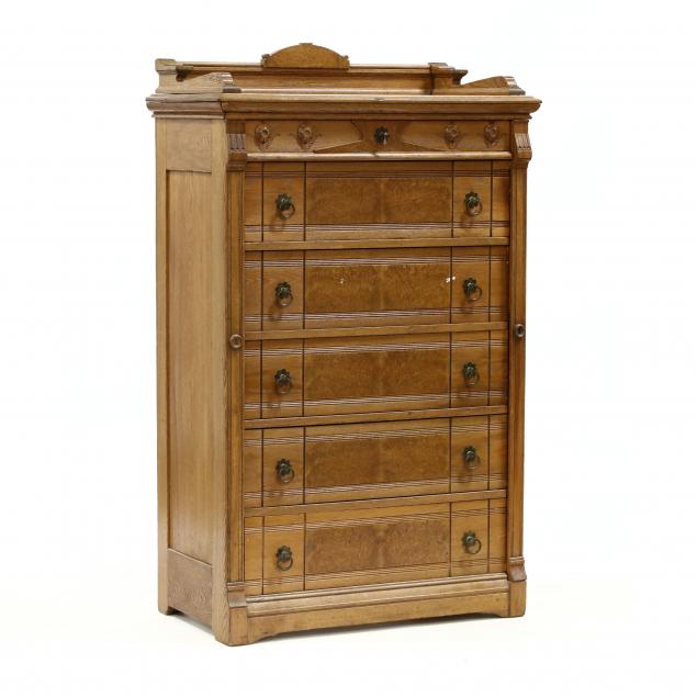 victorian-oak-lock-side-semi-tall-chest-of-drawers
