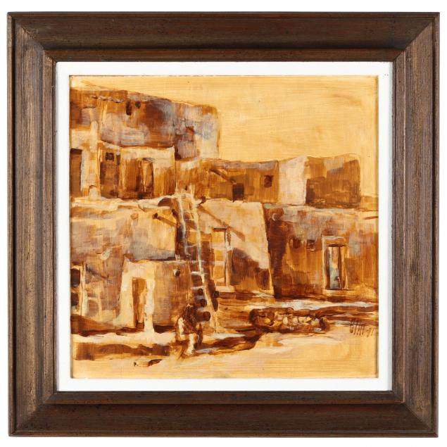 a-vintage-painting-of-a-pueblo-village-with-figure