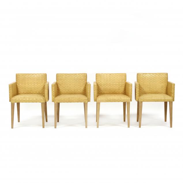 set-of-four-modern-woven-leather-armchairs