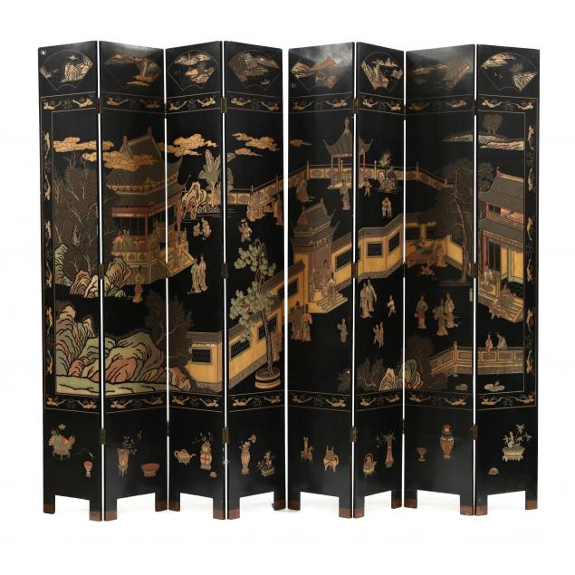a-large-chinese-eight-panel-lacquer-coromandel-screen