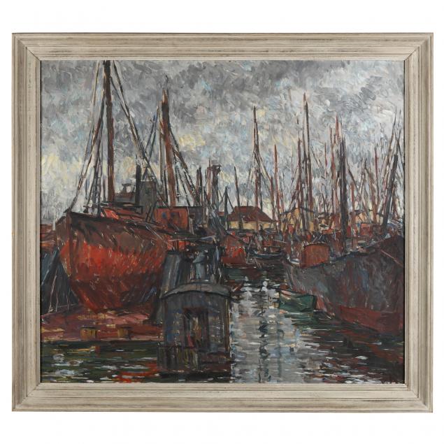 continental-school-harbor-scene-painting