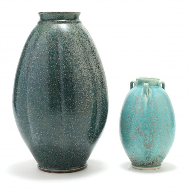 two-vases-with-speckled-glazes-ben-owen-iii-seagrove-nc