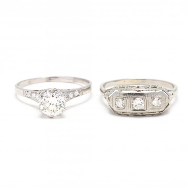 two-antique-platinum-and-diamond-rings