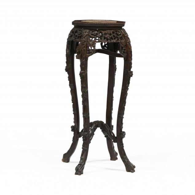 chinese-carved-hardwood-marble-top-stand