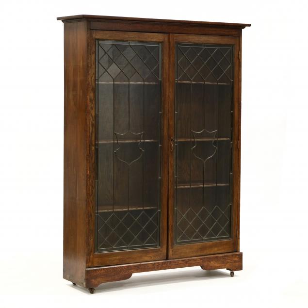 antique-oak-and-leaded-glass-bookcase