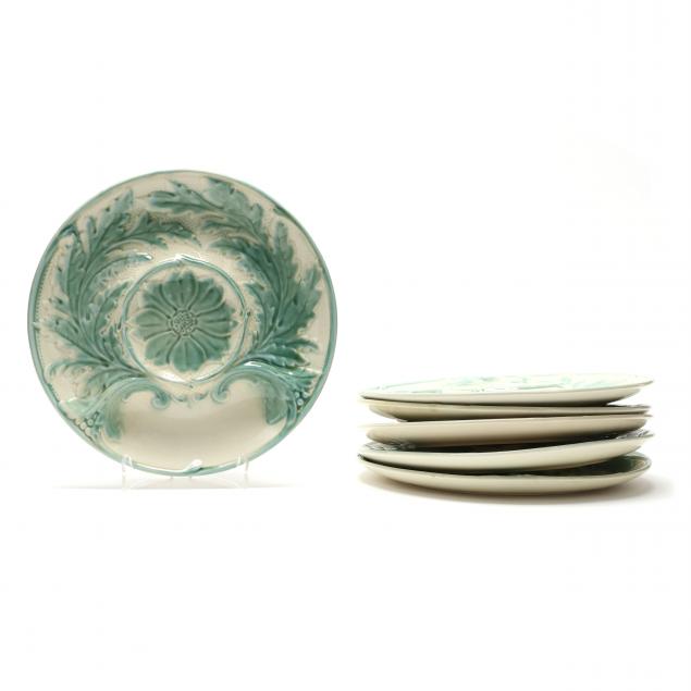 six-vintage-gien-faience-artichoke-plates