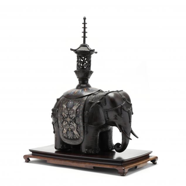 an-asian-bronze-champleve-elephant-censer