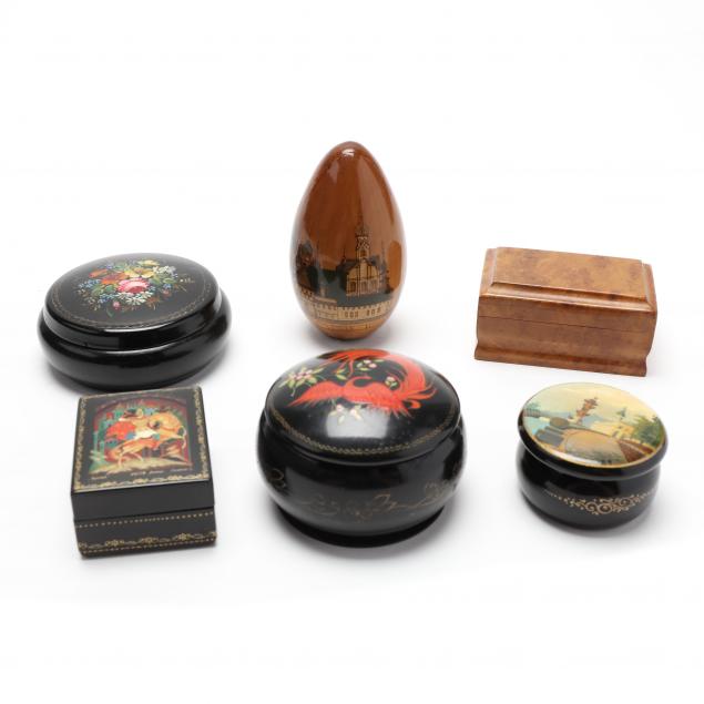 five-handpainted-russian-souvenir-boxes-and-egg