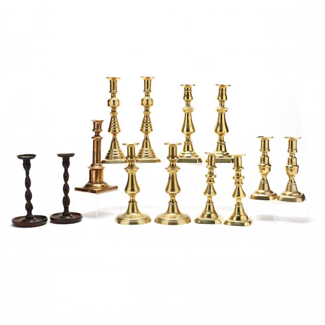 a-collection-of-antique-english-candlesticks
