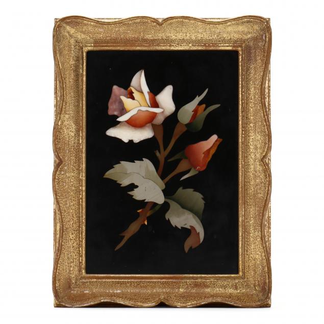 framed-italian-pietra-dura-rose-stem