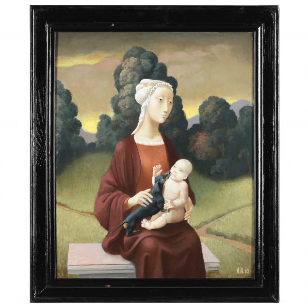 a-contemporary-painting-of-the-madonna-and-child-with-dachshund