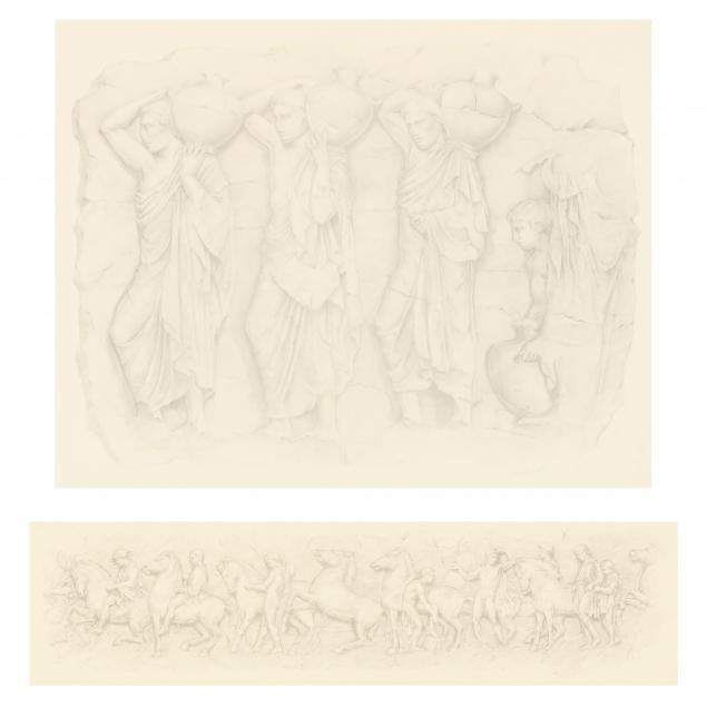 two-graphite-drawings-of-the-parthenon-friezes-sections