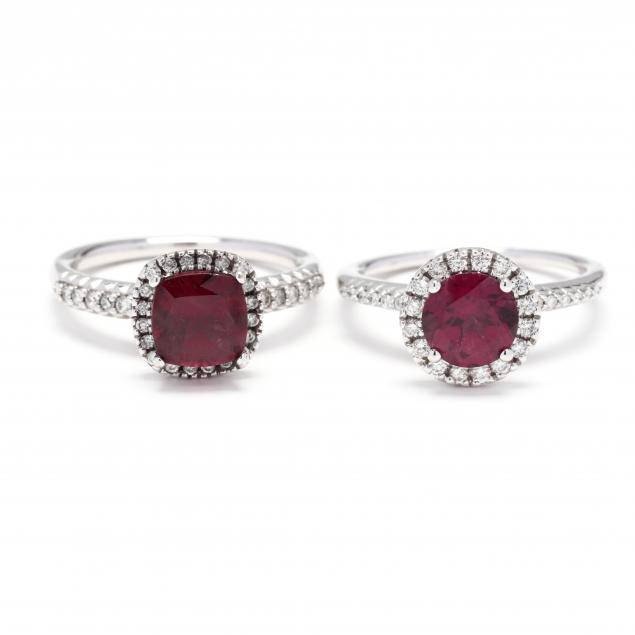 two-white-gold-rhodolite-garnet-and-diamond-rings