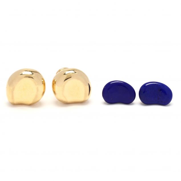 pair-of-gold-i-bean-i-earrings-by-elsa-peretti-and-a-pair-of-lapis-earrings