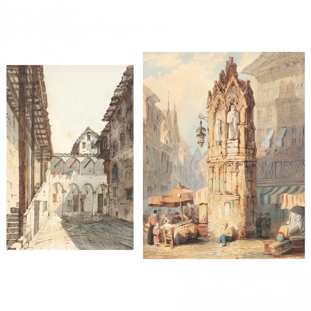 attributed-samuel-prout-british-1783-1852-two-continental-street-scenes
