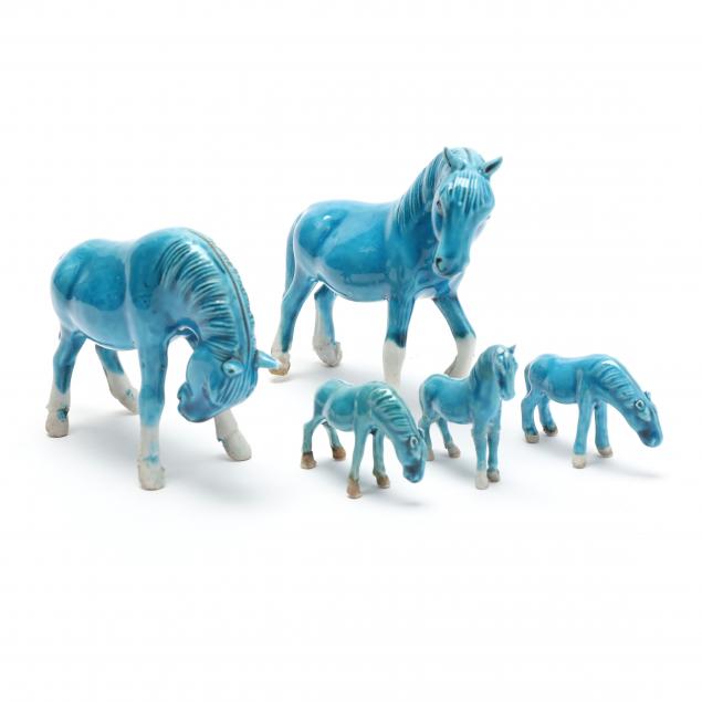 five-turquoise-glazed-horses