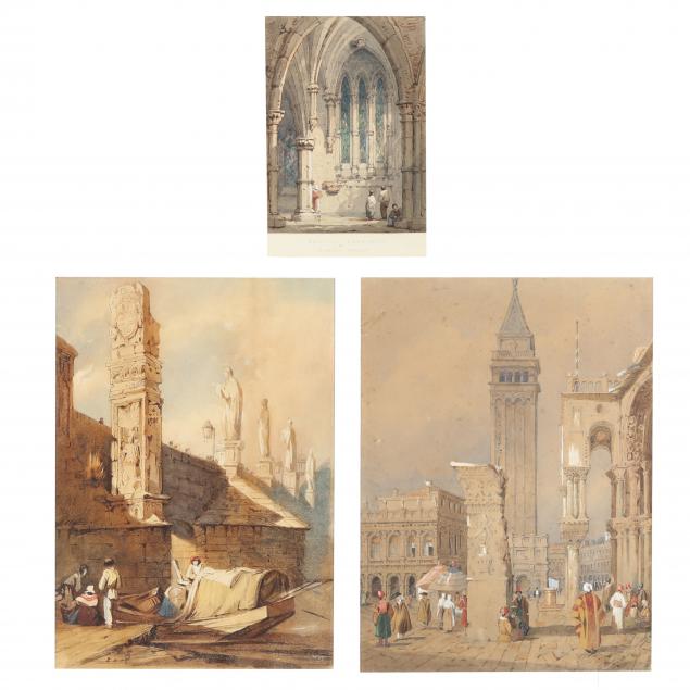 samuel-prout-british-1783-1852-three-scenic-watercolors