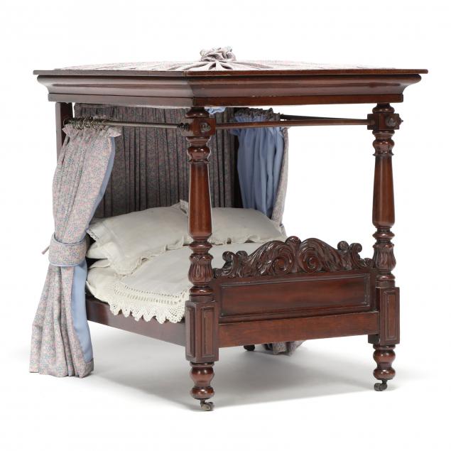 miniature-regency-carved-mahogany-bed-with-tester