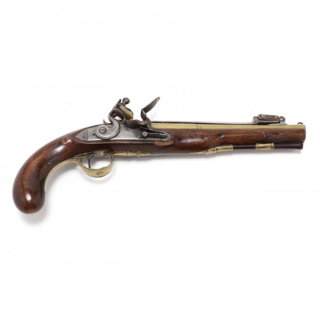 english-brass-barrel-flintlock-pistol-with-folding-bayonet