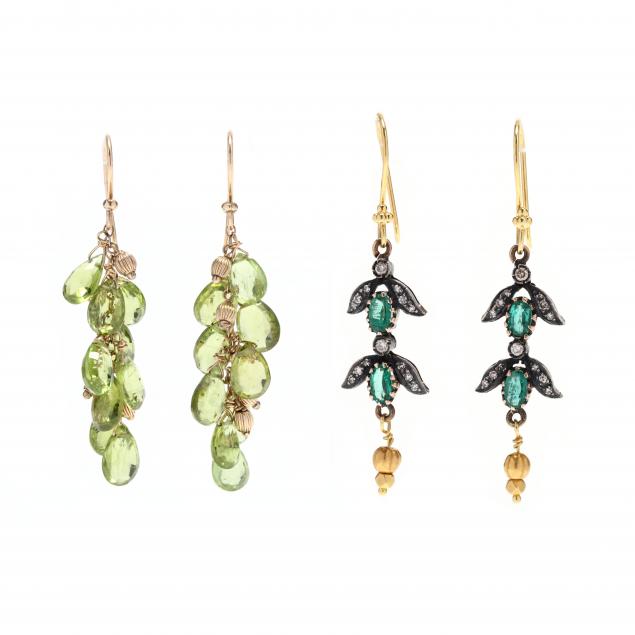 two-pairs-gem-set-ear-pendants