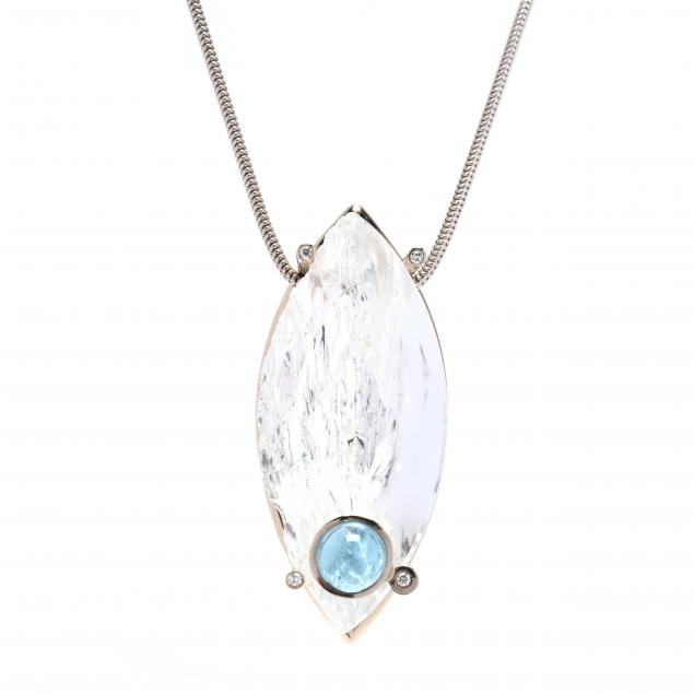 white-gold-rock-crystal-blue-tourmaline-and-diamond-pendant-necklace-jewelsmith