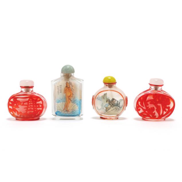 four-chinese-glass-snuff-bottles