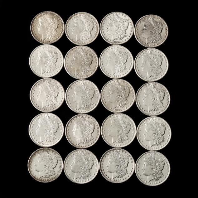 mixed-roll-of-twenty-20-morgan-silver-dollars