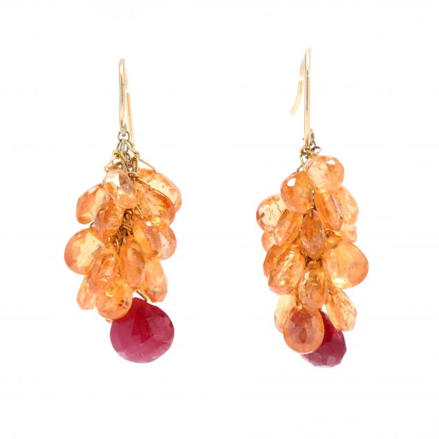 gem-set-cluster-dangle-earrings