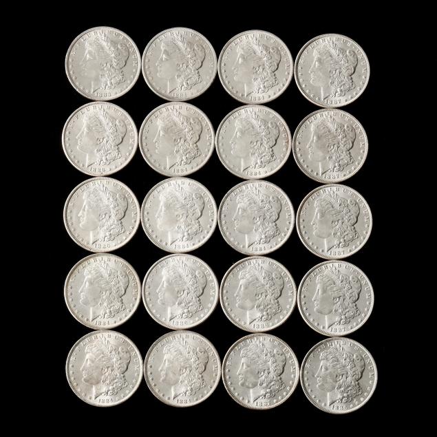 roll-of-twenty-20-uncirculated-1880s-morgan-silver-dollars
