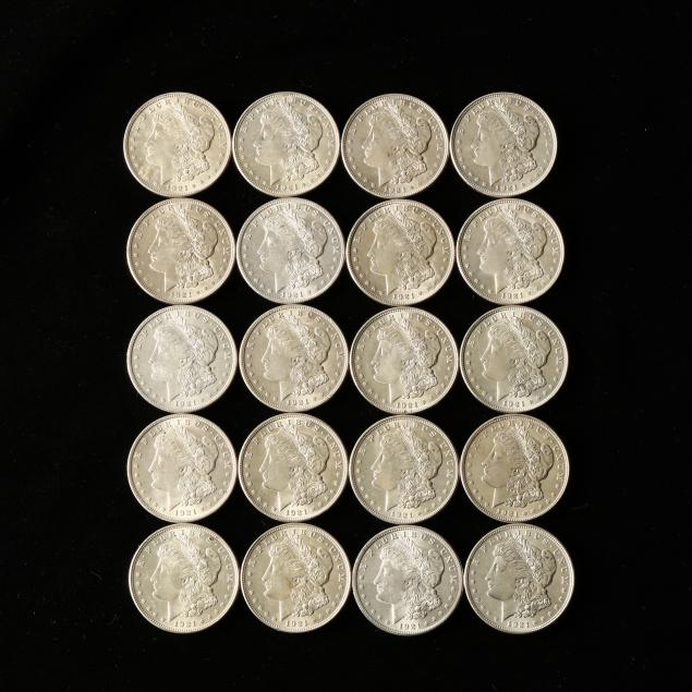 roll-of-twenty-bu-1921-morgan-silver-dollars