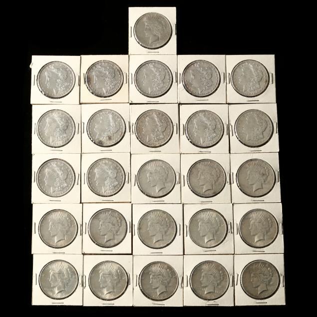 twenty-six-26-silver-dollars-morgan-and-peace-types-in-2x2s
