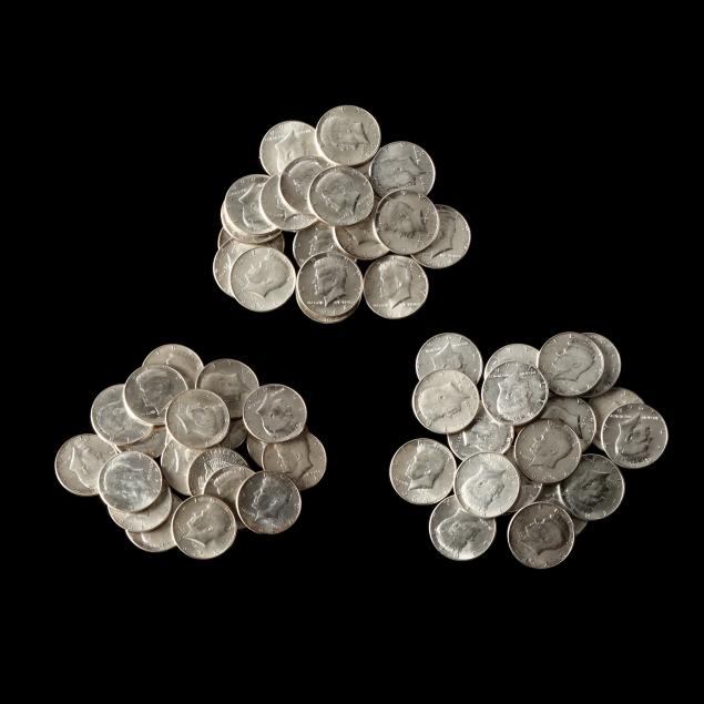 three-rolls-of-uncirculated-1964-kennedy-90-silver-halves